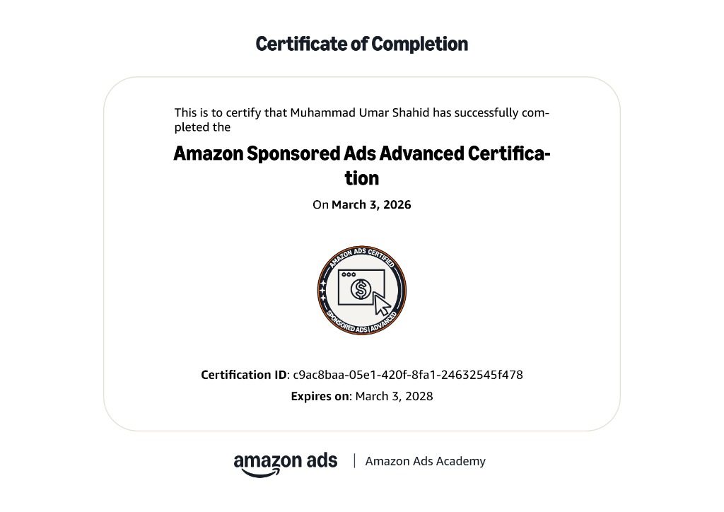 Amazon Sponsored Ads Advanced Certification